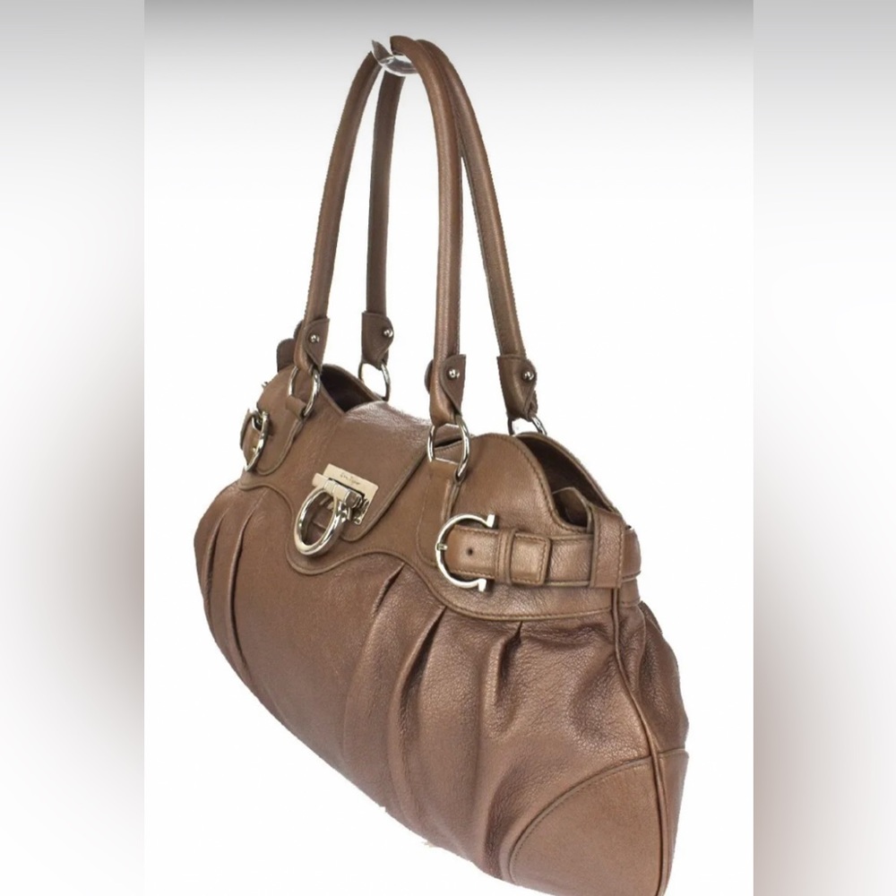 Salvatore Ferragamo Marissa Gancini handbag AB-21 5370 leather brown silver HW